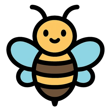 cute colored bee icon sticker