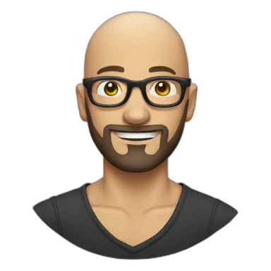 bald beard man with tattoo in glasses sticker
