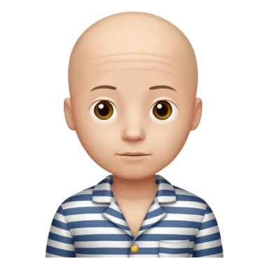 bald boy in striped pajamas sticker