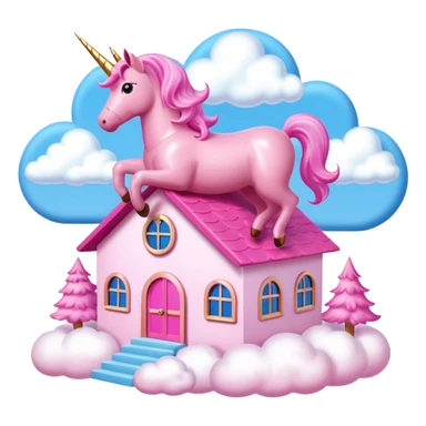 Barbie dream house with pink unicorn flying above sticker