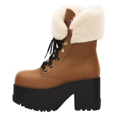 Platform UNIF boots brown fur sticker