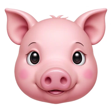 Cinematic Cute Pig Portrait Emoji, Head tilted playfully and inquisitively, featuring a glossy rosy-pink hide with a cute snout and a subtle natural sheen, round, sparkling beady eyes filled with curiosity, Simplified yet irresistibly adorable features, highly detailed, glowing with a warm, friendly glow, high shine, affectionate and lively, stylized with a touch of farmyard whimsy, bright and endearing, soft glowing outline, capturing the essence of a mischievous yet loving pig, so playful it feels like it could oink out of the screen and into your arms! sticker