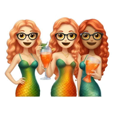 Three beautiful mermaids with glasses and drinking aperol sticker