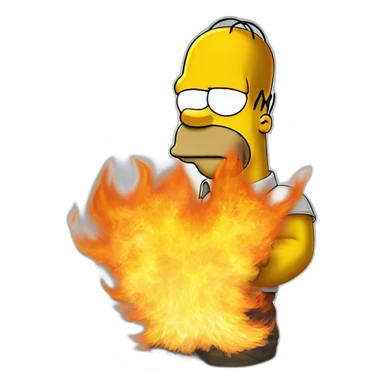 Homer Simpson in fire sticker