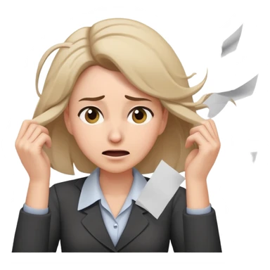 female teacher pulling her hair with stressed face, papers flying everywhere sticker