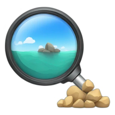 Magnifier with rocks and statistics sticker