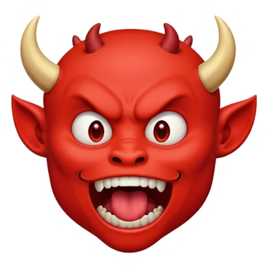 Make a red devil looking straight to with is mouth like it's going to eat something that's dropping from the shy  sticker