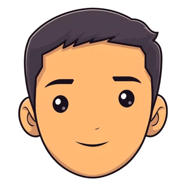 close-up of man face only with medium eyes, medium light skin tone, dark hair, no neck visible, just the face sticker