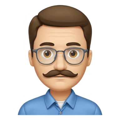 Man with mustache soul patch and glasses sticker