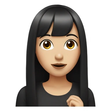 White girl with straight black hair and bangs blowing a kiss  sticker