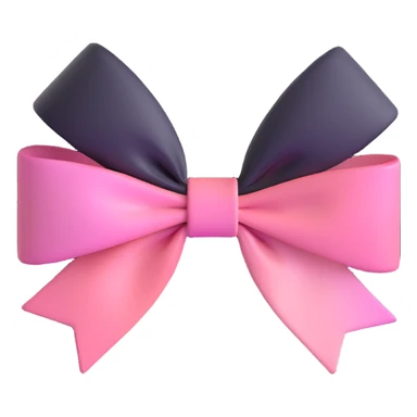 3D emoji style pink bow with gothic effect, pastel pink to black gradient,, remove background sticker