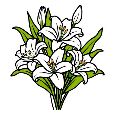 beautiful arrangement of white lily flowers in a bouquet sticker