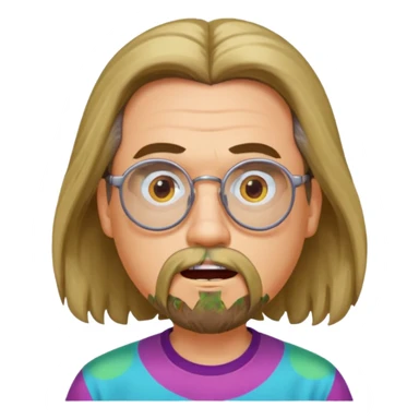 Marc Rebillet with long hair, round glasses and goatee, freaked out expression sticker