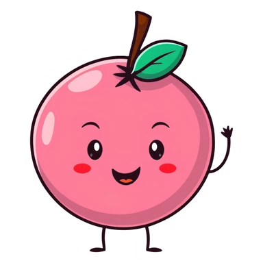 cute lychee fruit character with happy face sticker