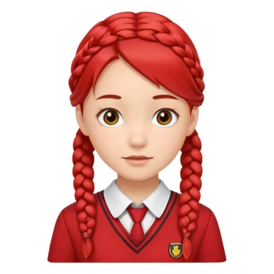 A girl with two braids and school red uniform  sticker