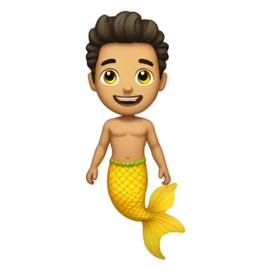 Tan merman with dark hair and yellow tail sticker