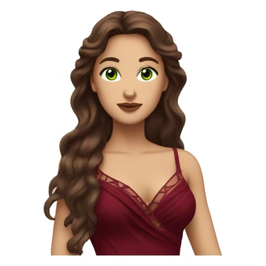 Aphrodite, Long haired, Brunette woman with green eyes and burgundy dress sticker