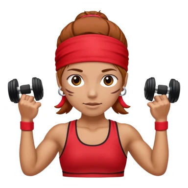 athlete with red headband, hold a mini dumbbell sticker