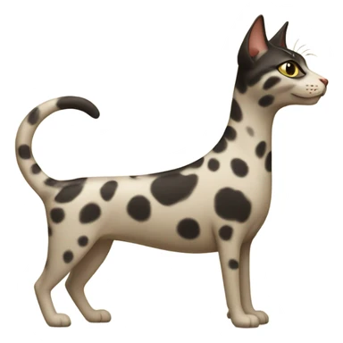Spotted cat with a long neck riding a dog  sticker
