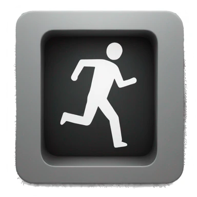 black exit sign with a man sticker