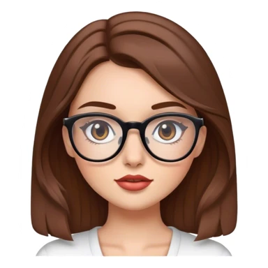 pretty girl brown hair makeup with glases sticker