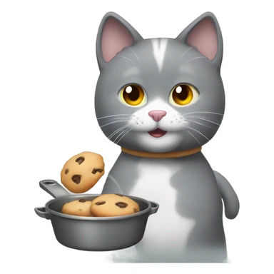 Grey cat baking cookies sticker