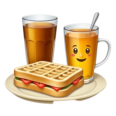 Tost ile çay kaşarlı sucuklu bir tost ve çay bardağında bir çay sticker