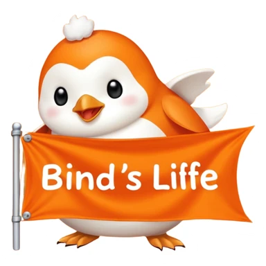 Colorful banner that says 'Bind is Life!!!', in bright orange, and on top of the banner a winking little white happy penguin. Make sure that the banner says exactly the text above sticker