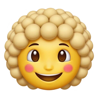 smiling emoji with puff balls hair sticker