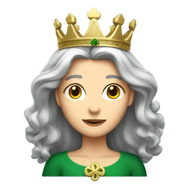 Irish Queen with crown and long gray hair sticker