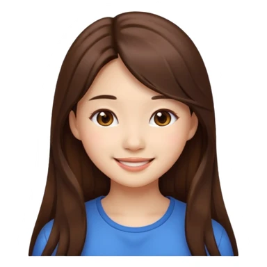girl aesthetic emoji, asian beautiful long brown hair sticker