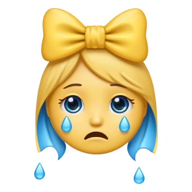 Crying emoji with bow sticker