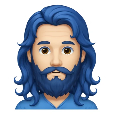 male with long blue wavy hair and black beard sticker