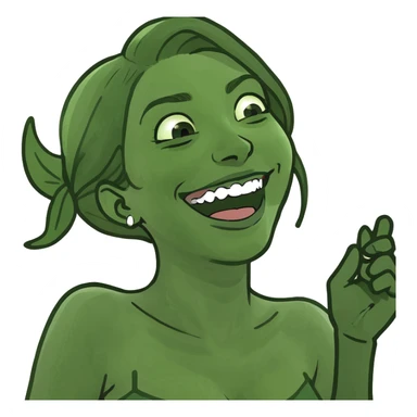 woman holding hands around neck while laughing sticker