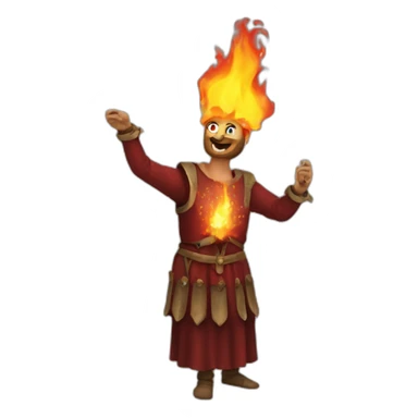 medieval fireeater acting for audience, torso, without the audience sticker
