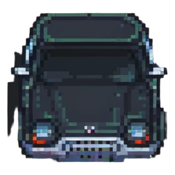 A pixel art style image of a car. sticker