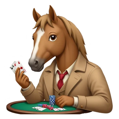 horse playing poker sticker