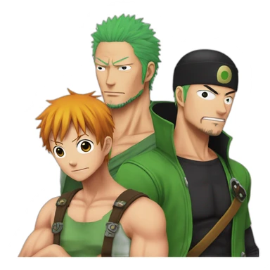 Zoro and Robin and chopper on one piece like family sticker