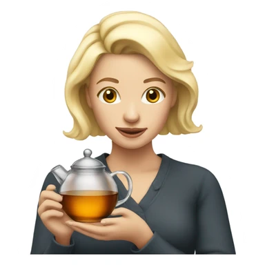 Blonde woman holding glass teapot sticker