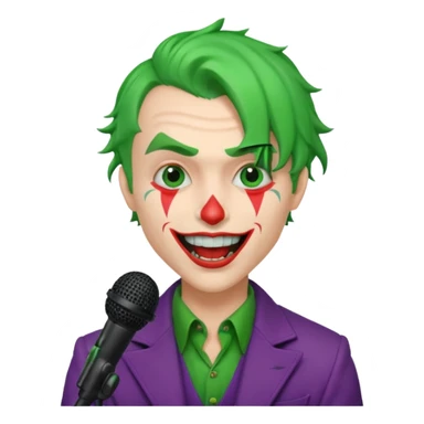 joker with, microphone, singing sticker