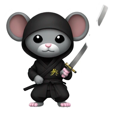 ninja black color rat with katana sticker