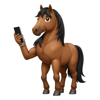 horse typing on cell phone sticker