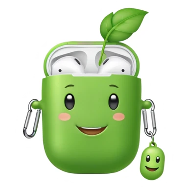 cute green pea wearing airpods sticker