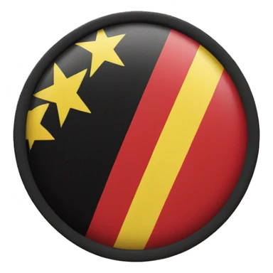 flag with black top half red bottom half and a yellow circle in the middle  sticker