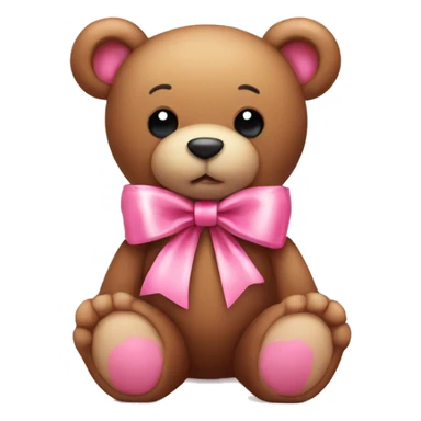 teddy bear with pink ribbon tied in a bow sticker
