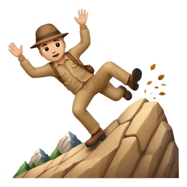 apple style emoji of a man falling down a mountain sticker