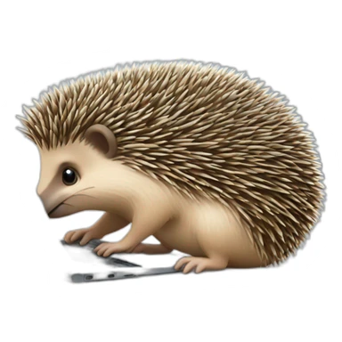 hedgehog working on a laptop sticker