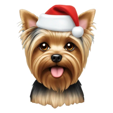 Yorkie with Santa hat sticker