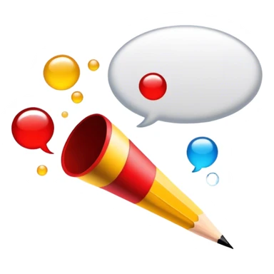 Create a vibrant and focused emoji representing writing text for comic books. The design should feature an open comic book with visible speech bubbles and text lines. A pencil or quill (without a hand) should be shown writing or sketching text into the bubbles. The background should show subtle comic panels with empty spaces awaiting dialogue, emphasizing the writing process. Use a mix of bright and bold colors like black, red, and yellow to convey creativity and energy. The overall design should evoke the art of storytelling through text in comic books. Make the background transparent. sticker