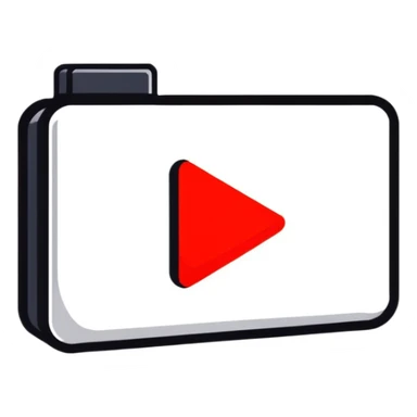 YouTube logo, red rounded rectangle with white play button sticker